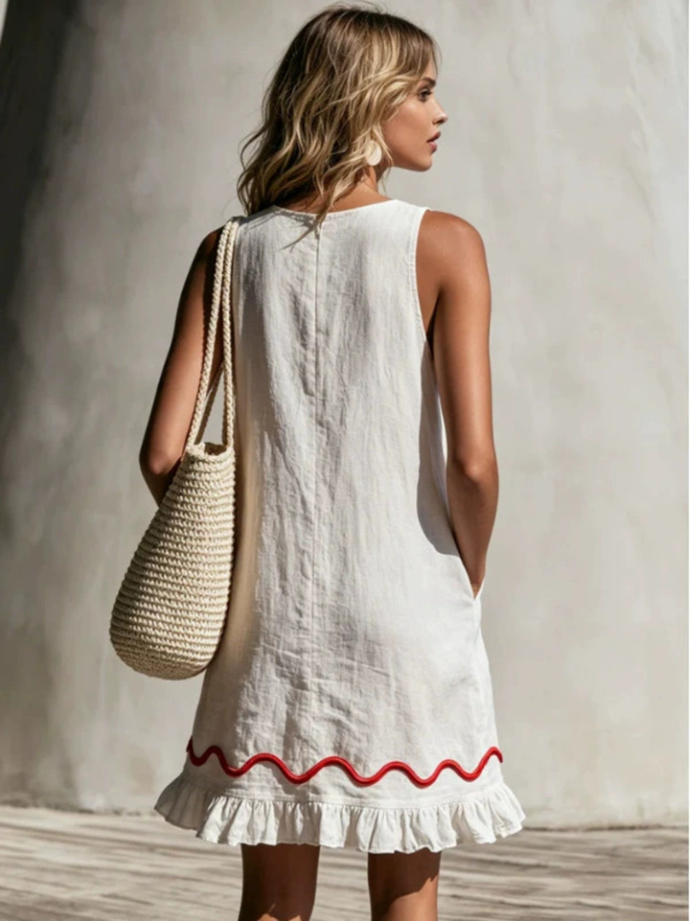 Retro Casual Ruffle Strap Sleeveless Mini Dress